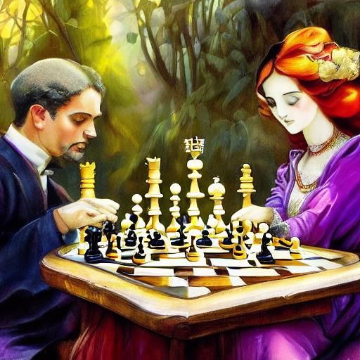 Ornate Medieval King and Queen Chess Game