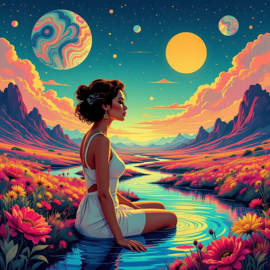 Surreal Dreamscape with Psychedelic Patterns