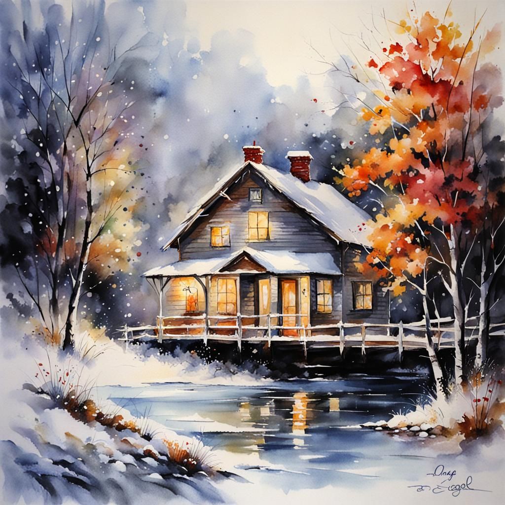 Abstract Watercolor Landscape in Nita Engle Style