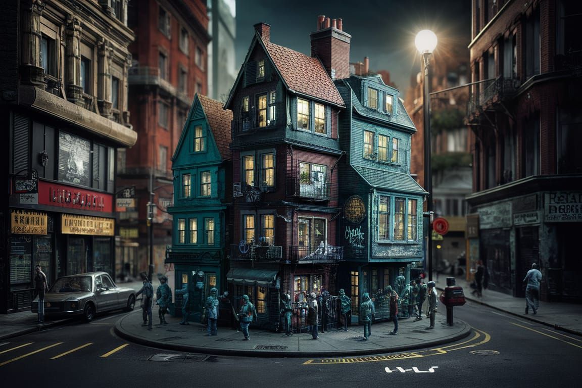 Bioluminescent Mutant City Morphosis in 3D Street Art