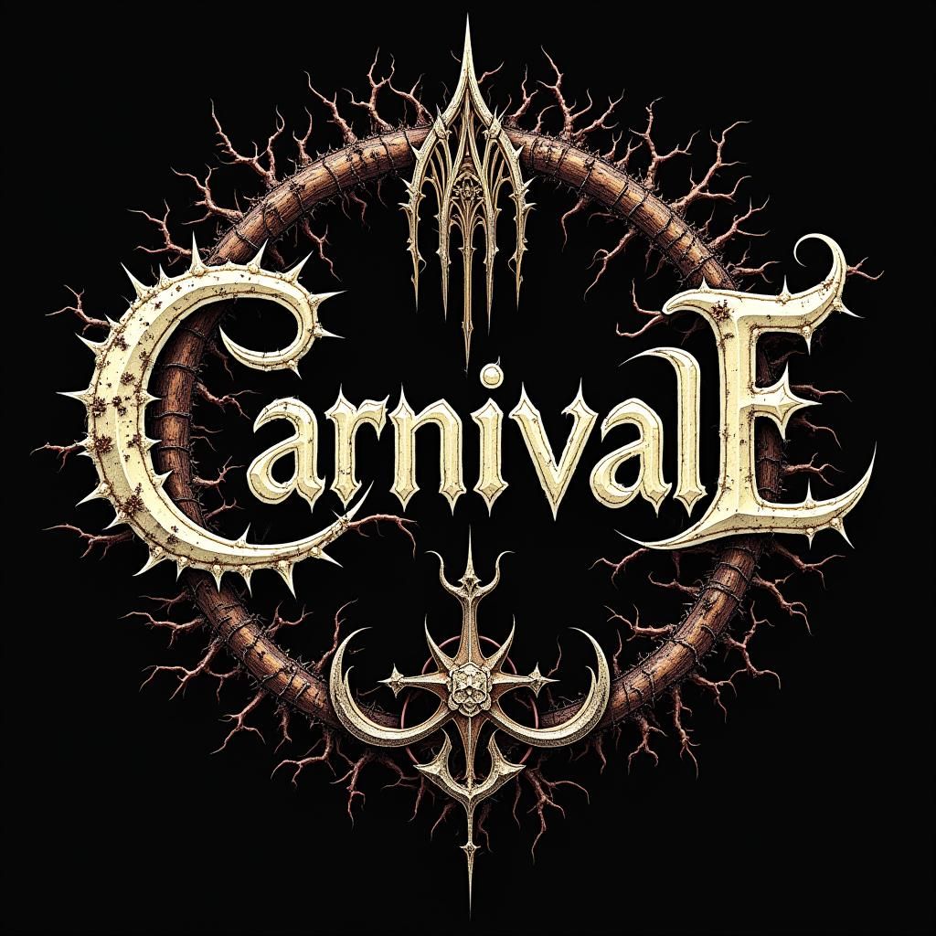 Gothic Black Metal Band Logo with Thorns and Vines