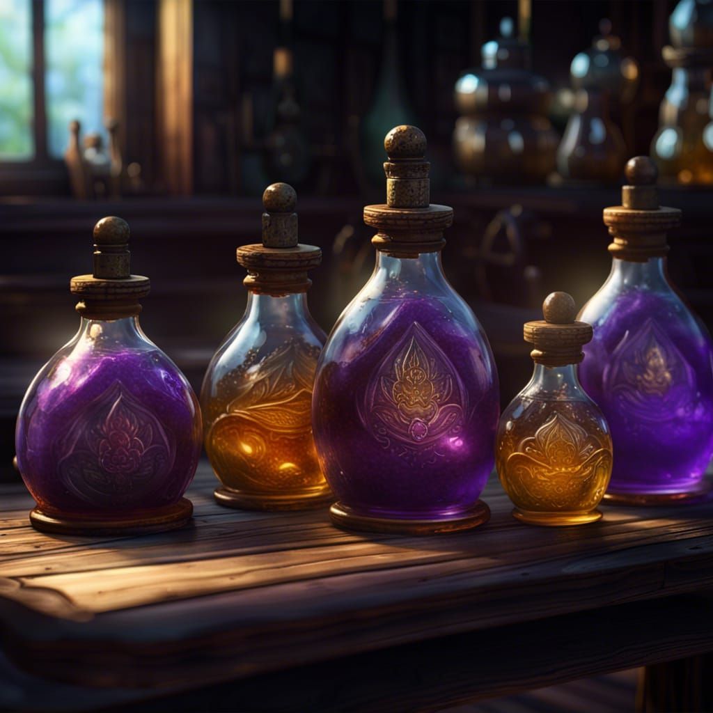 Ornate Health Potions for Sale: Dark Fantasy Art