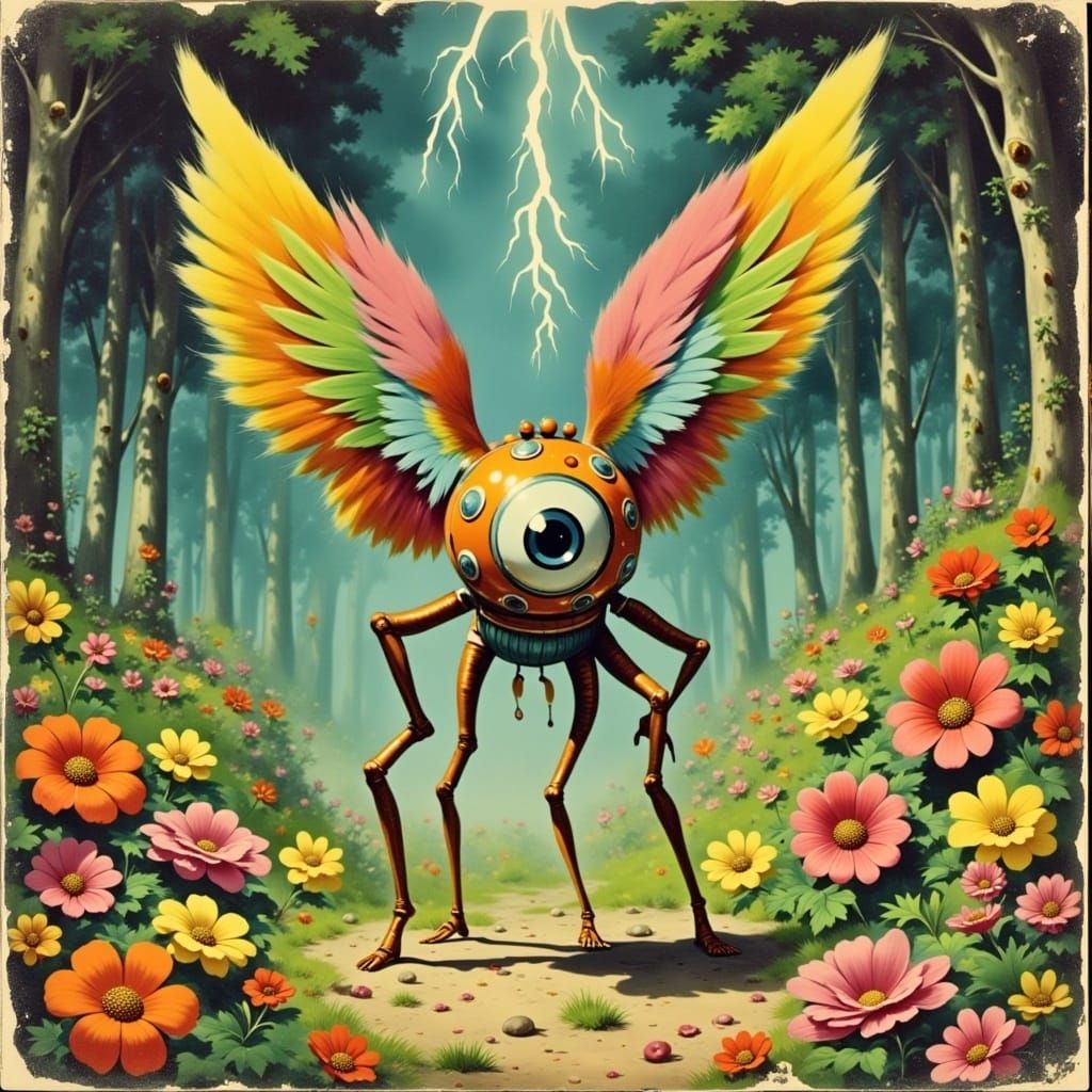 Psychedelic Eyeball Creature on Sci-Fi Cover