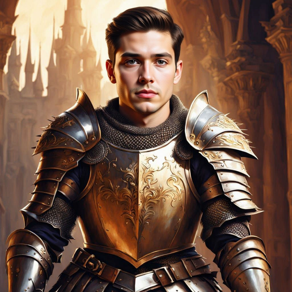 Armored Knight with Sword in Digital Painting