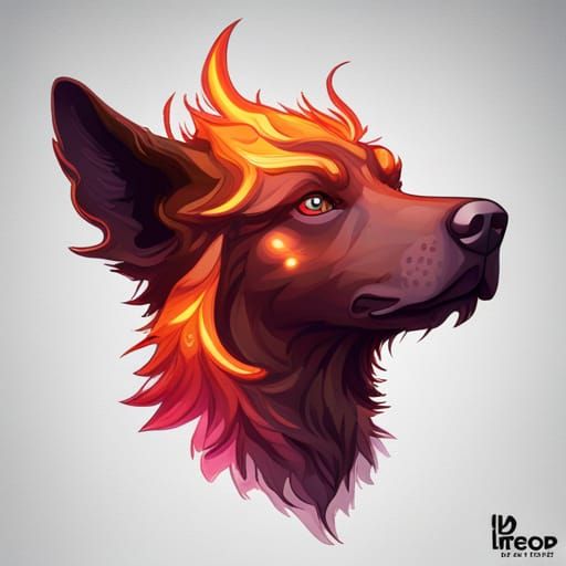 Fiery Dog Portrait in Hyperdetailed Digital Art Style