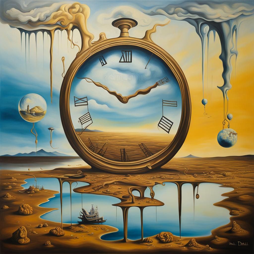 Surreal Melting Figures in Dali Style