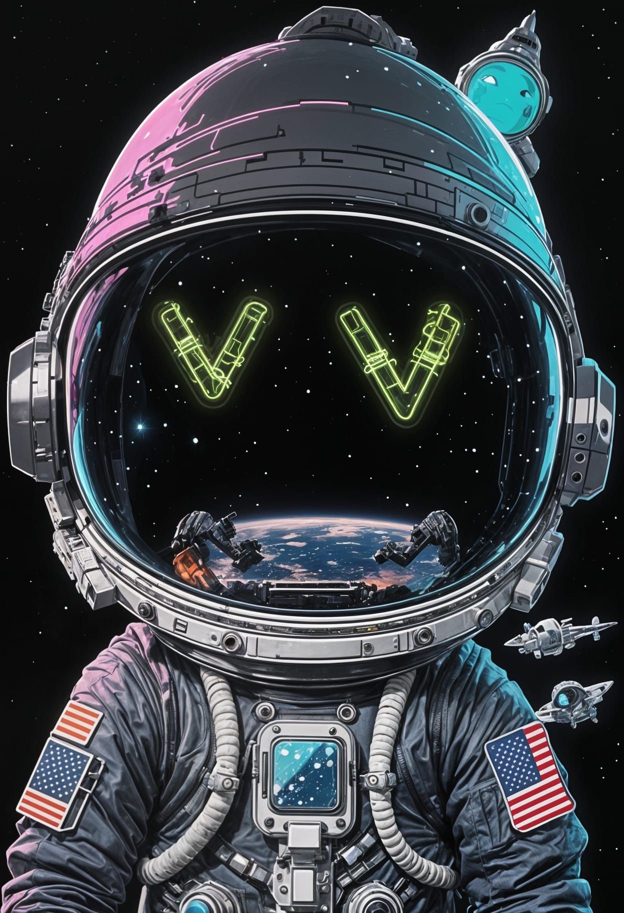 Neon Astronaut In Space. Remix N⁰2. Evolved *Creative Upscale
\𝕏/ish 🌍