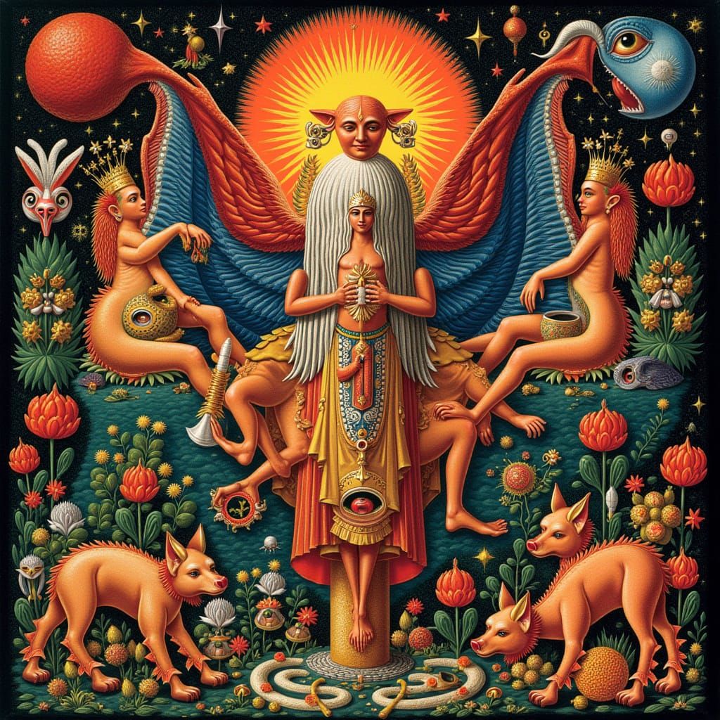 Hallucinatory Art Deco Image in Hieronymus Bosch Style