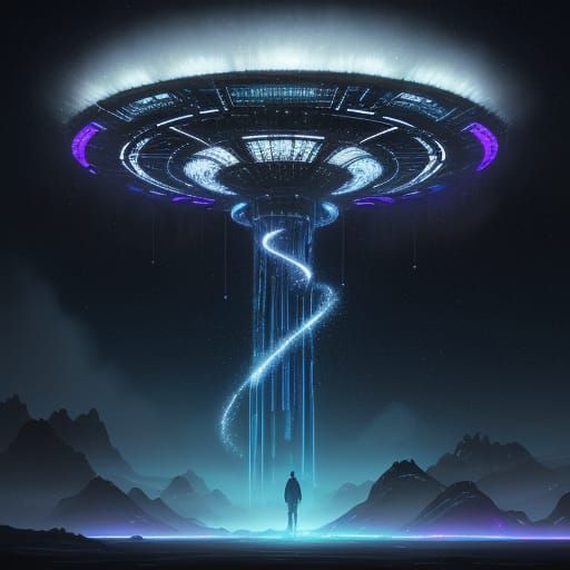 Ethereal Doves in Cosmic Space, Inspired by Sci-Fi Art