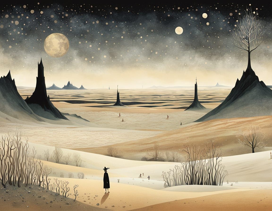 Endless Desert Landscape Illustration