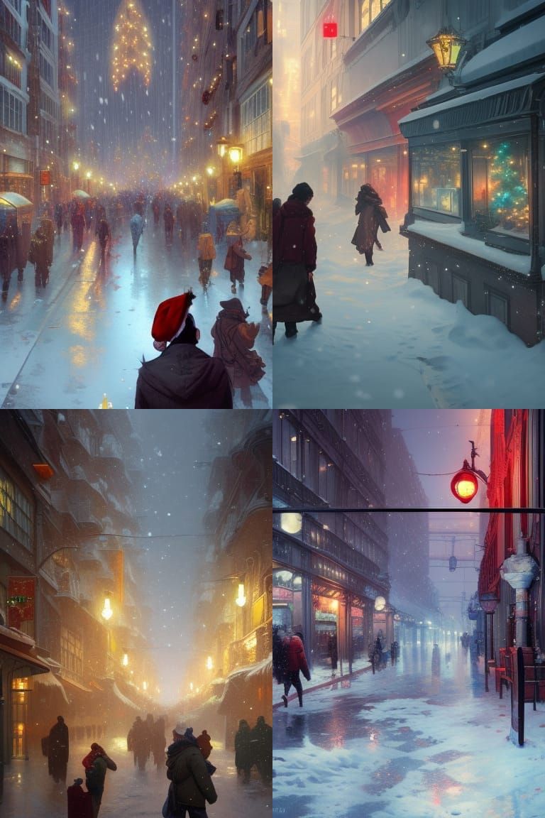 Christmas Consumerism in Snow City: Hyperdetailed Concept Ar...