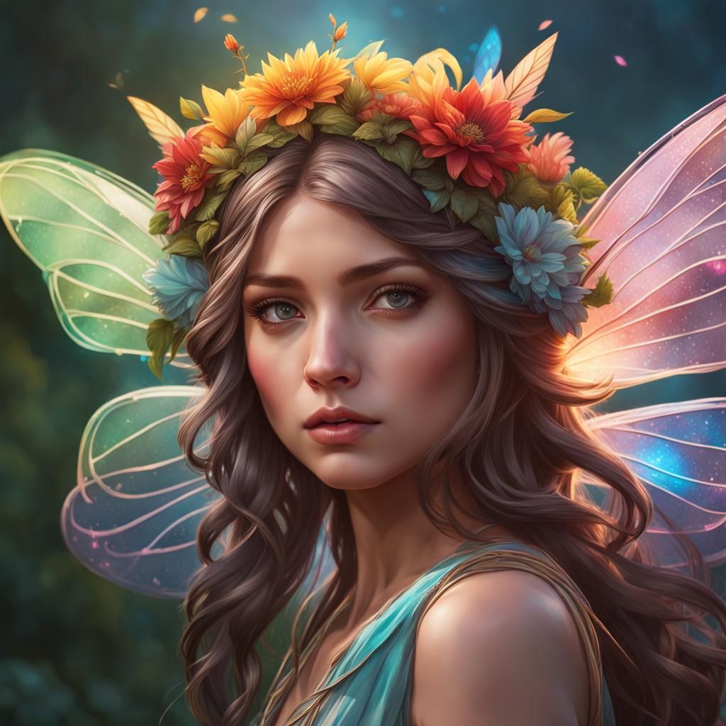 Detailed Fairy Portrait in Digital Art Style