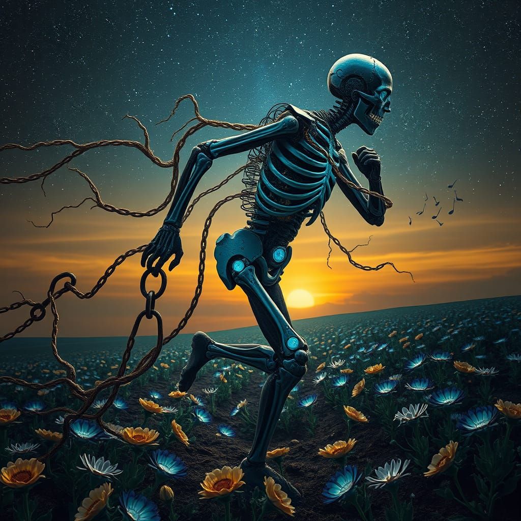 Man Transformed into Skeleton and Cyborg, with Ancient Roots...