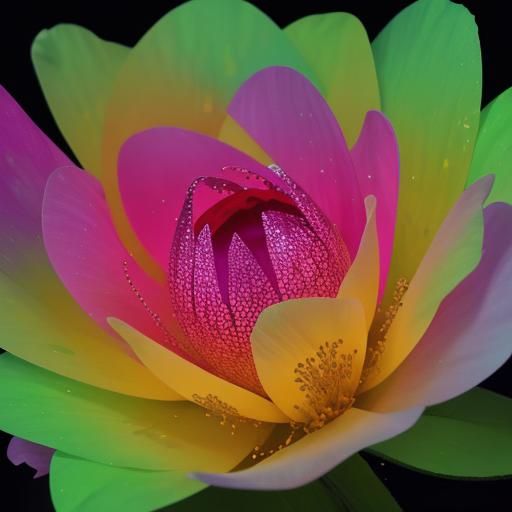 Magical Egg Among Neon Flowers in Klimt Style