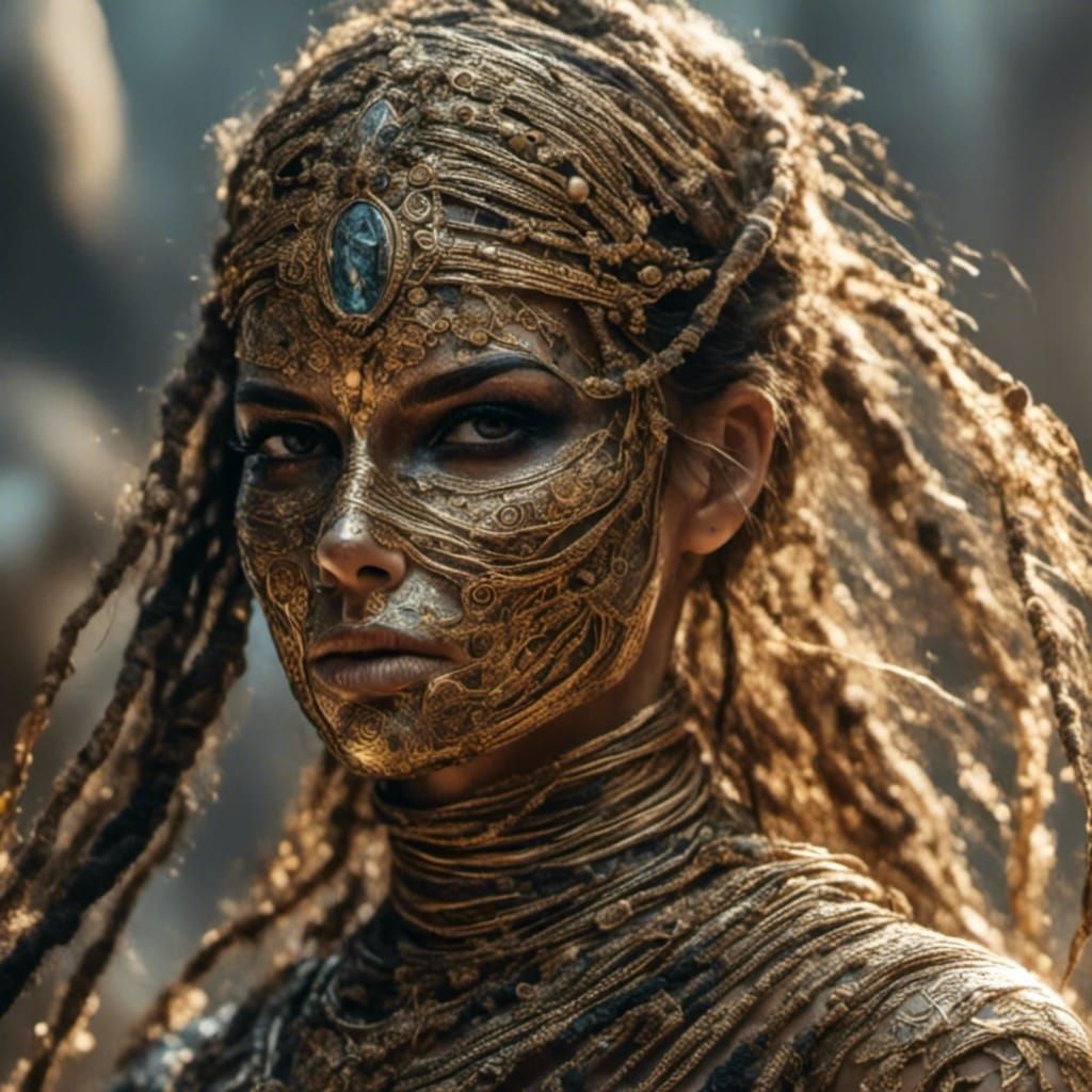 Hyperrealistic Tattooed Female Mummy: Modern Interpretation