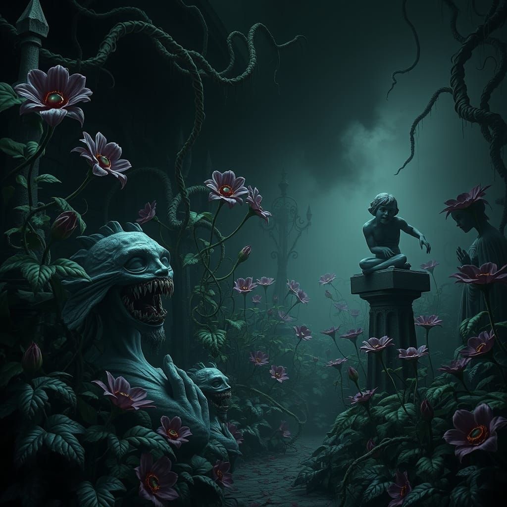 Eerie Overgrown Garden Inspired by Dark Fantasy