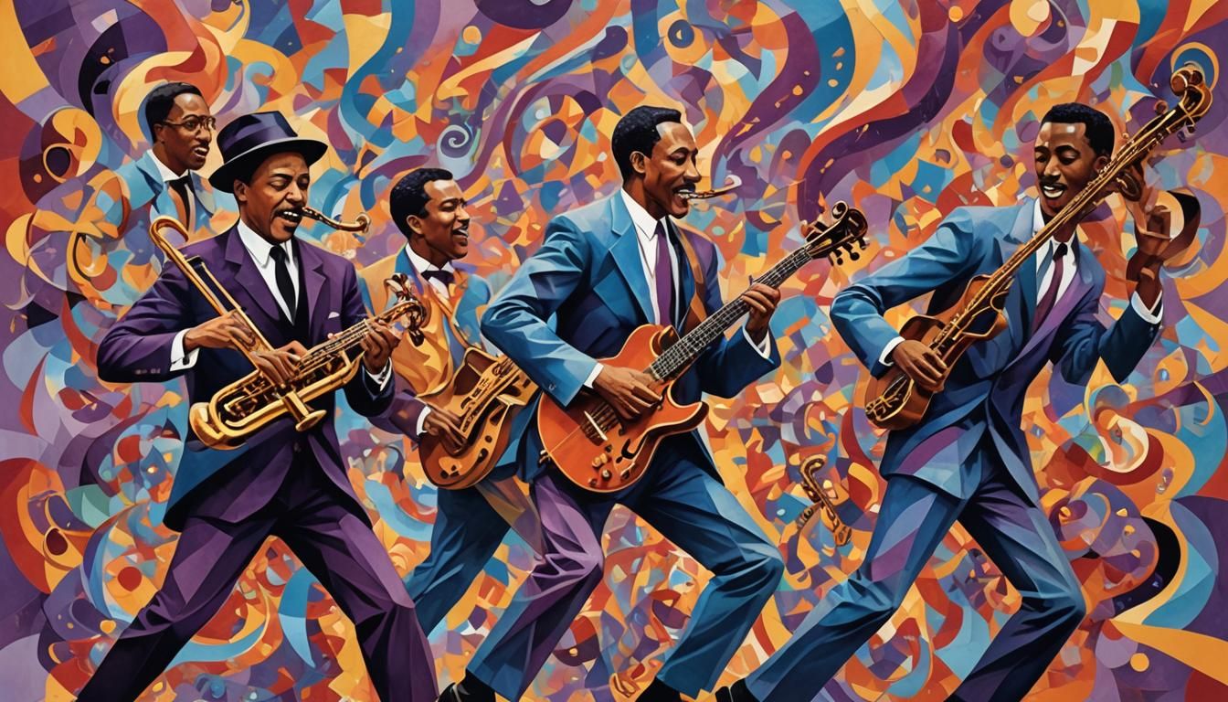 Cubist Jazz Musicians in Ecstatic Dance