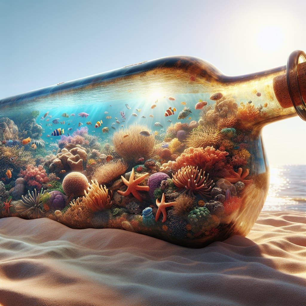 Coral Reef in a Bottle Beach Scene