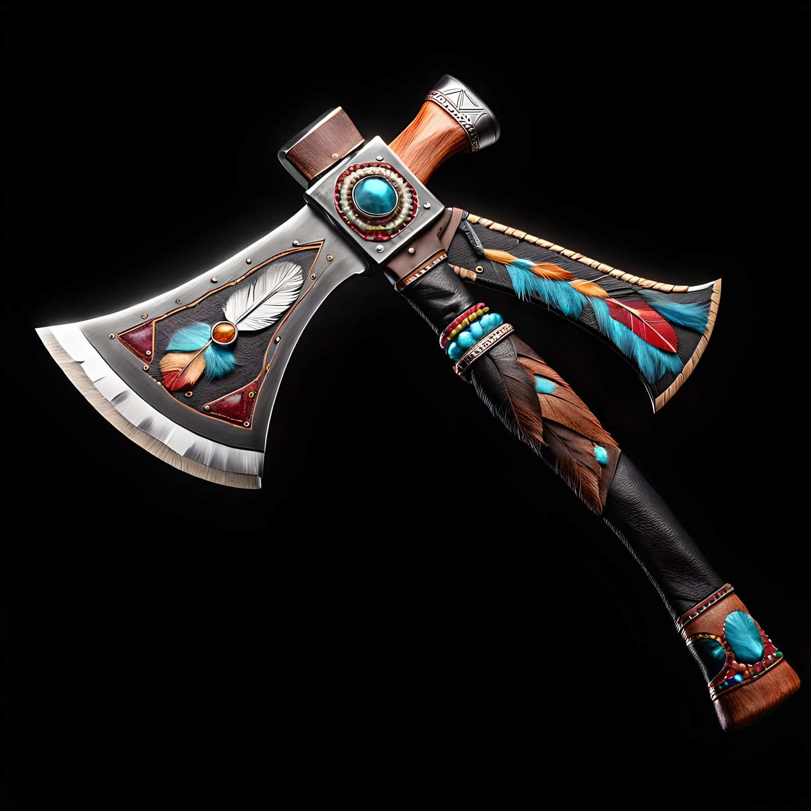 Ornate Native American Tomahawk Axe Photorealistic Image