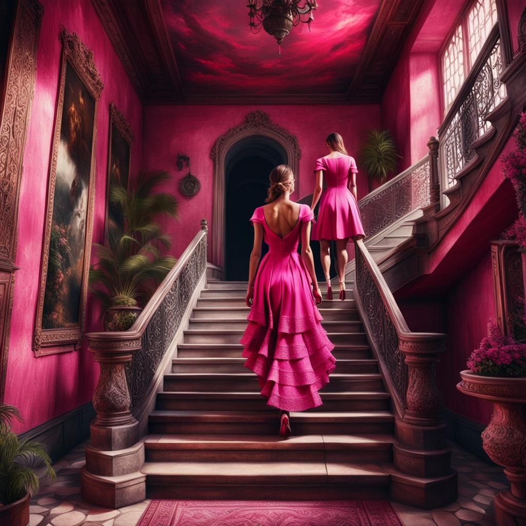 Couple in Pink Dress: Cinematic Digital Matte Painting