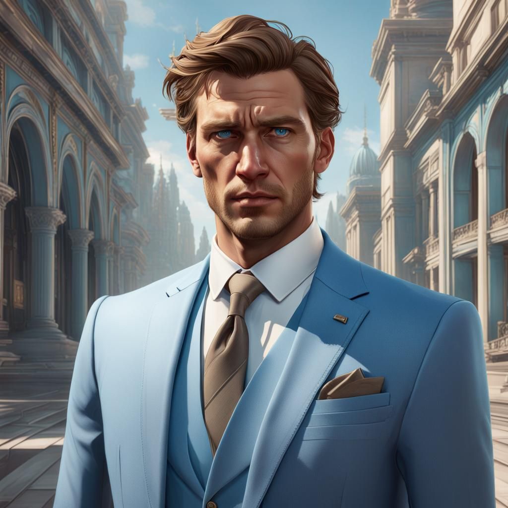 Hopeful Young Politician Portrait in Hyperdetailed Style