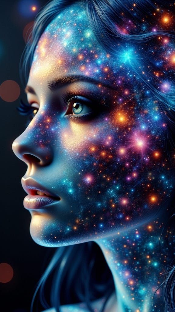 Cosmic Justice Fairy Body Art with Galactic Mural