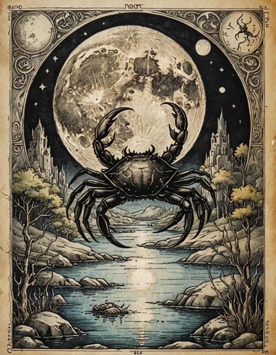 Full Moon Tarot Card in Renaissance Style