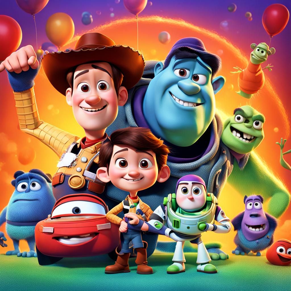 Pixar Movie Front Cover in 3D Digital Art