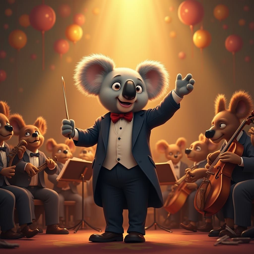 Koala Conducts Animal Orchestra in Disney Style