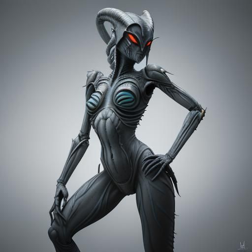 Ahsoka as Xenomorph with Exoskeleton and Bladed Tail