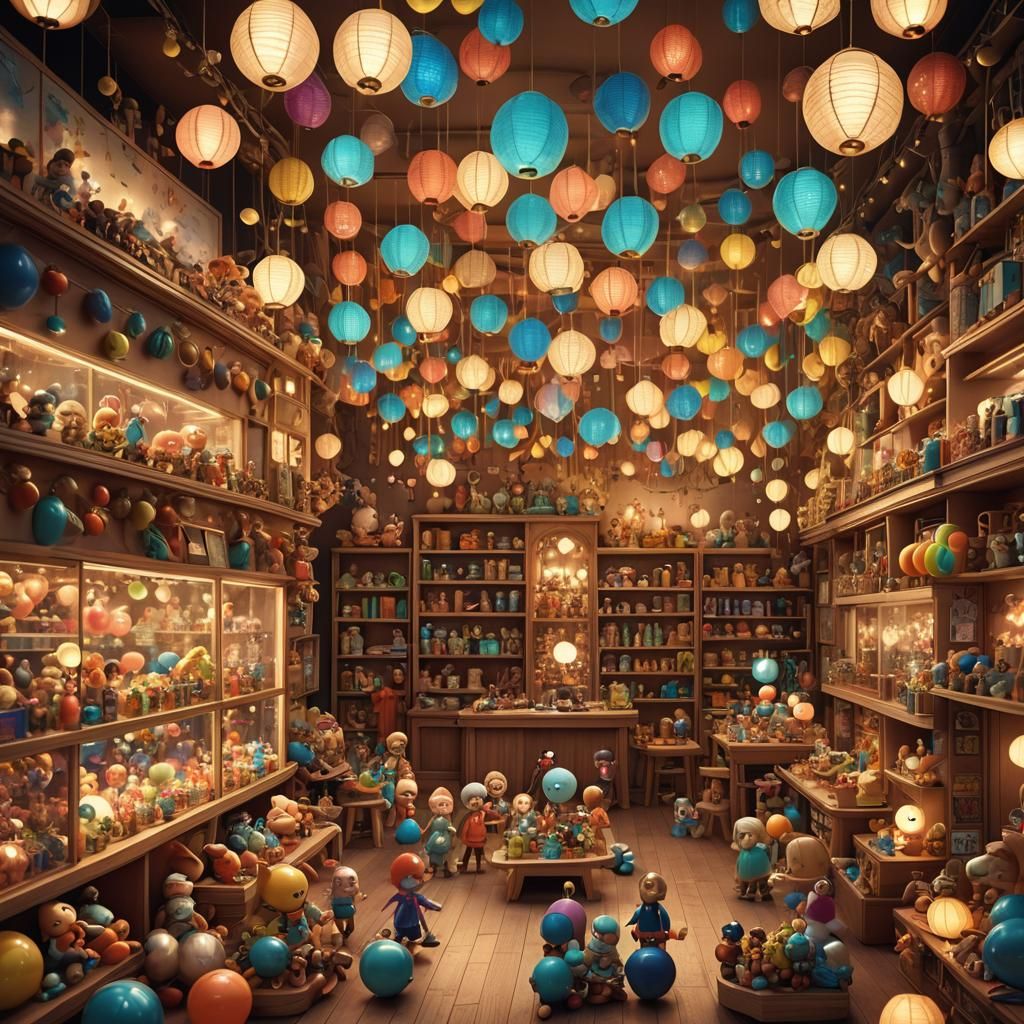 Vintage Toy Store Rendered as Vivid Digital Art