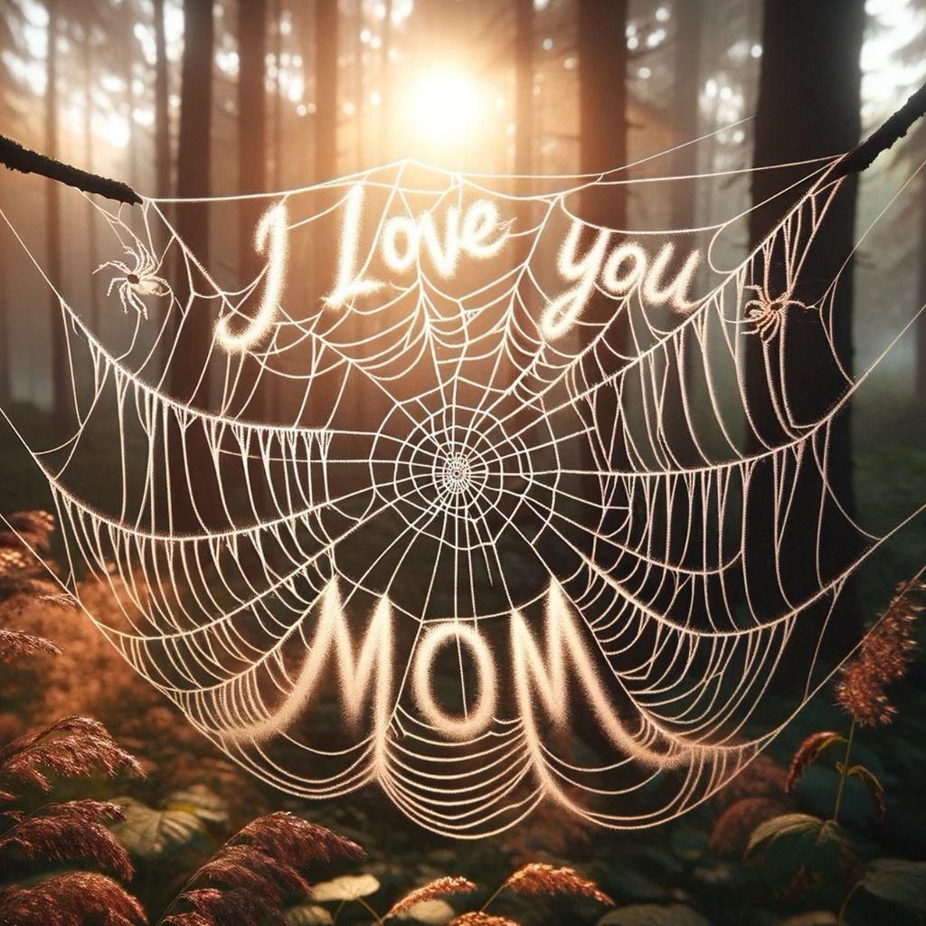 Spiderweb Message of Love in Forest