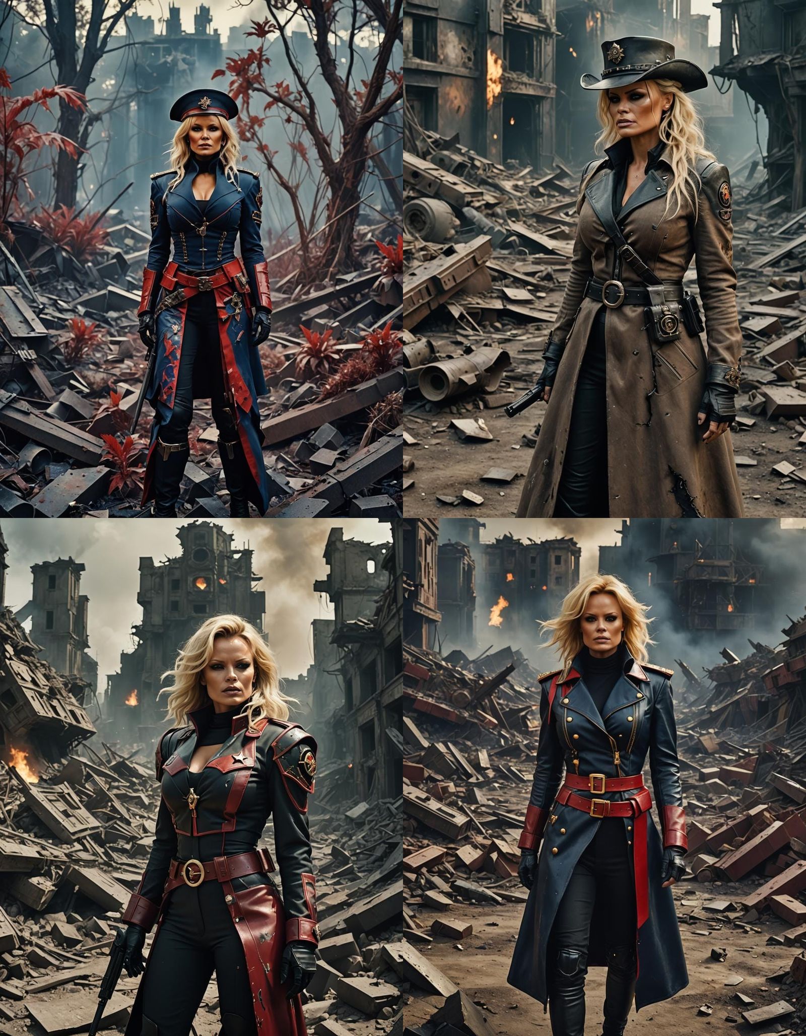 Warhammer 40K Commissar in Ravaged Sci-Fi Warzone