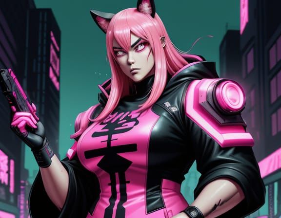 Cyberpunk Zombie Acolyte in Forest, Manga Style