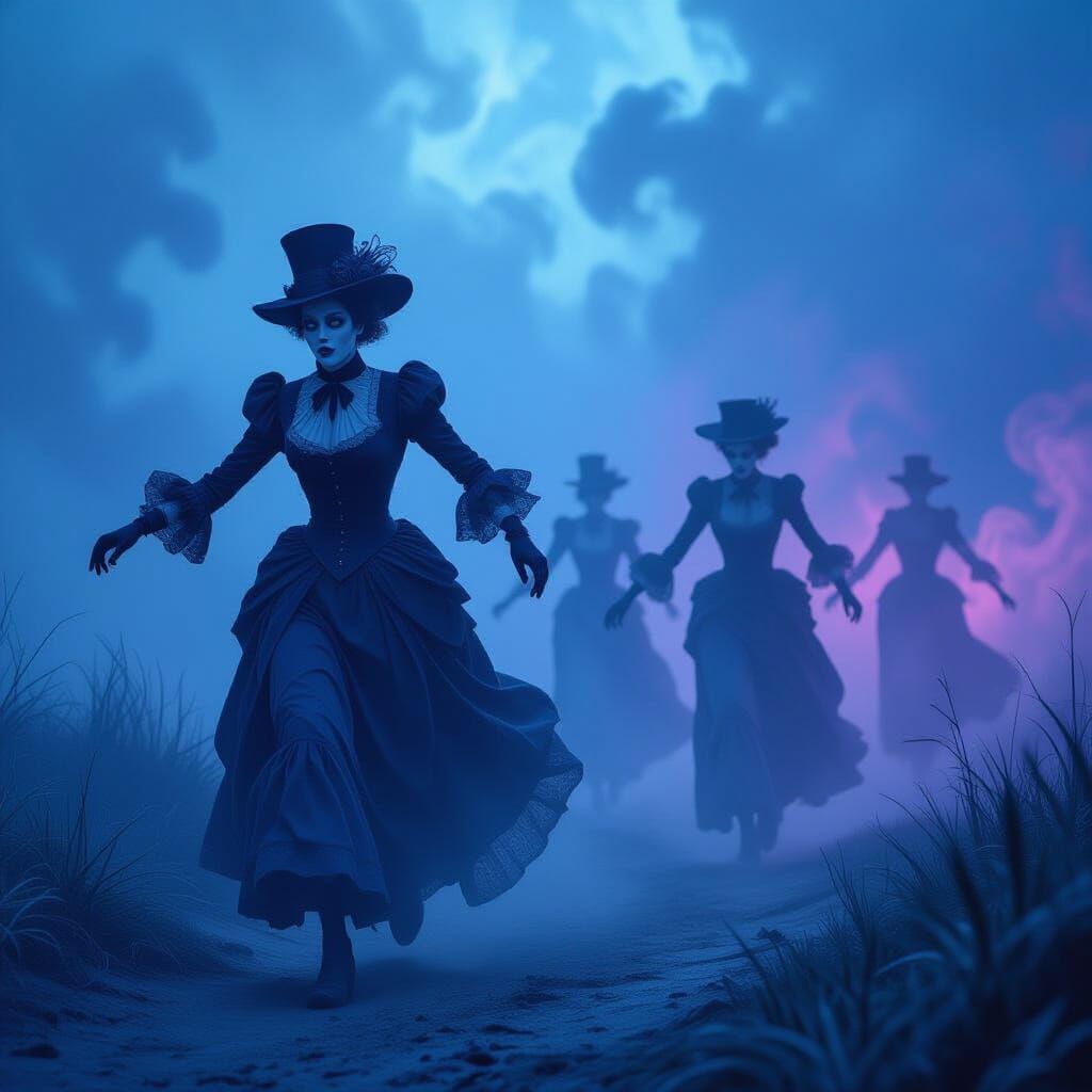 Ethereal Figures Dash Through a Haunting Dimension