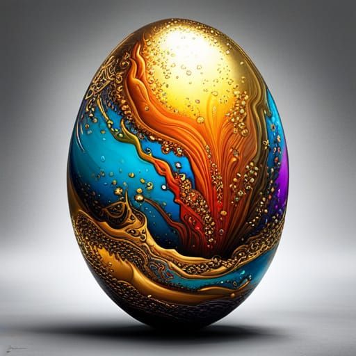 Iridescent Gemstone Egg in Graffiti Style