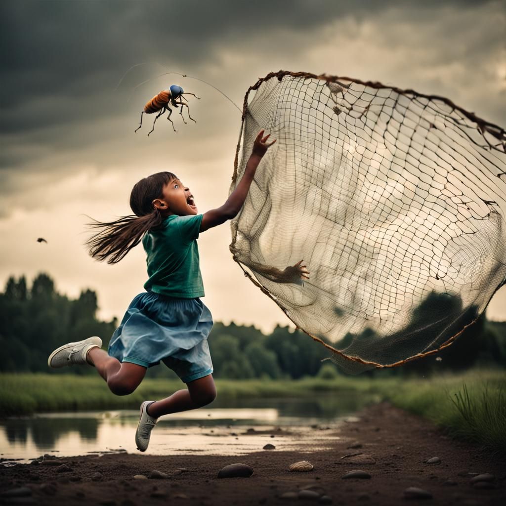 Girl Attempts to Catch Giant Flea