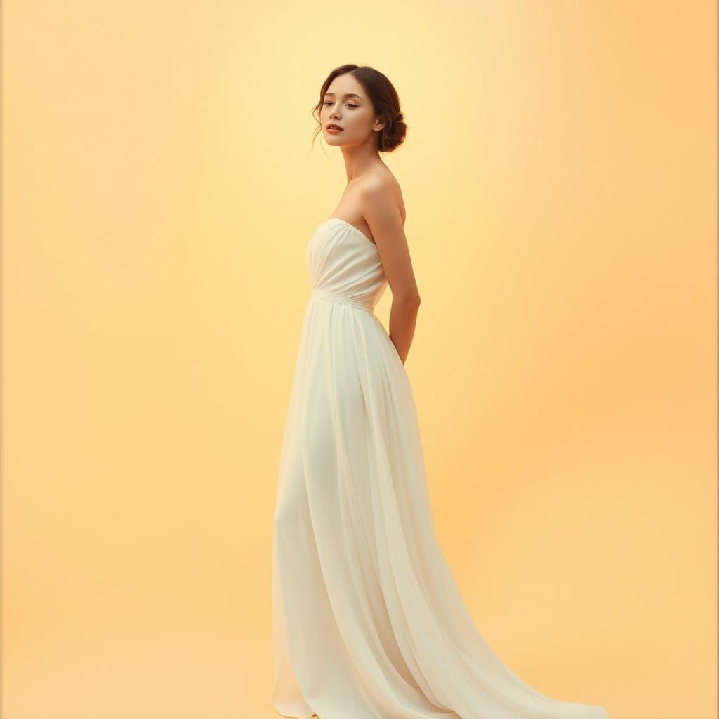 Surreal Woman in Soft Pastel Gradient Landscape