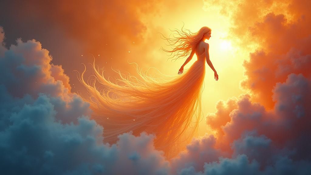 Ethereal Spirit Ascending to Afterlife in Dreamy Style