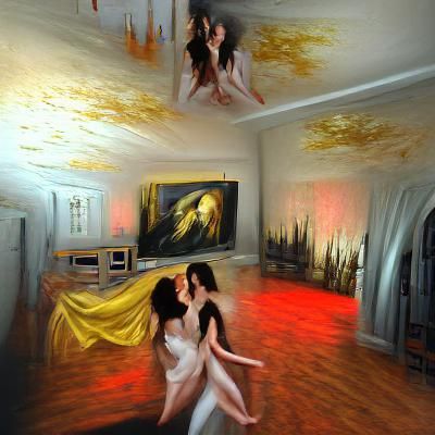 Vampire Dance in Golden Room: Impressionistic Hyperrealism