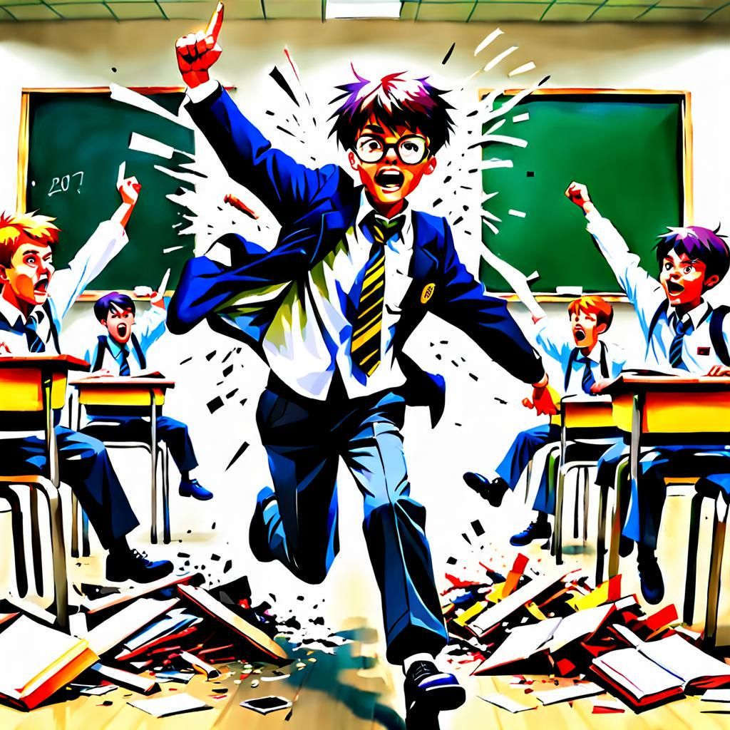 Anime Schoolboy Creates Chaos