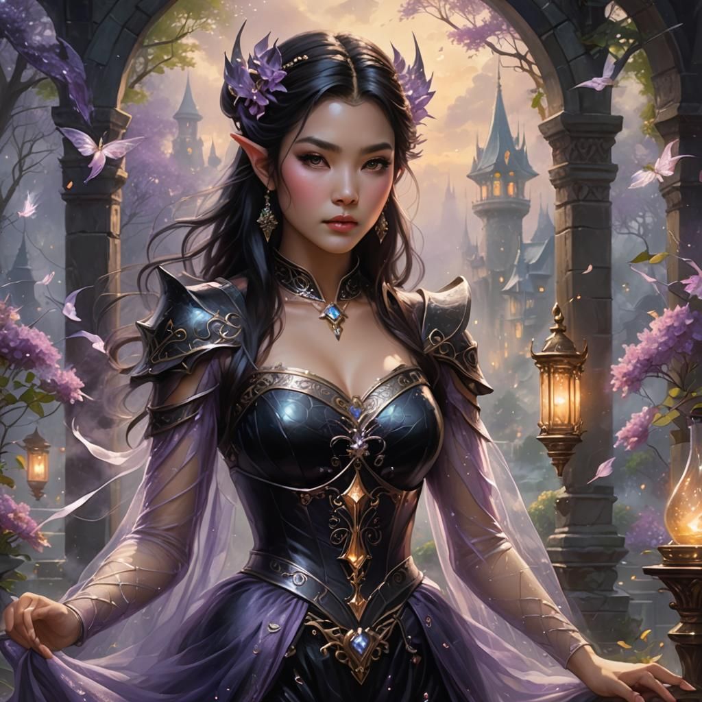 Ethereal Asian Elf Princess with Magic