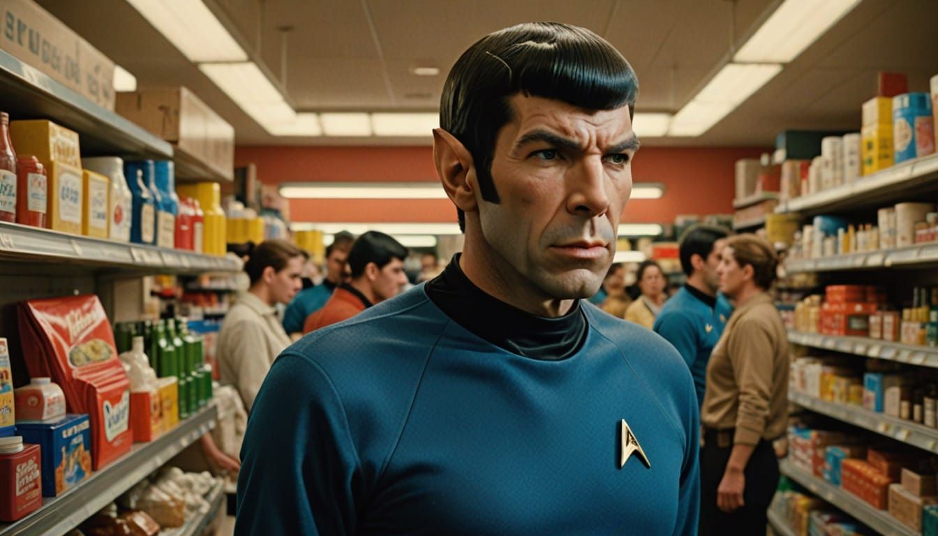 Spock in a 1960s Grocery Store: A Cinematic Kodachrome Photo...