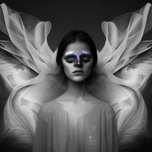 Winged Angel in Infrared Black and White Photography