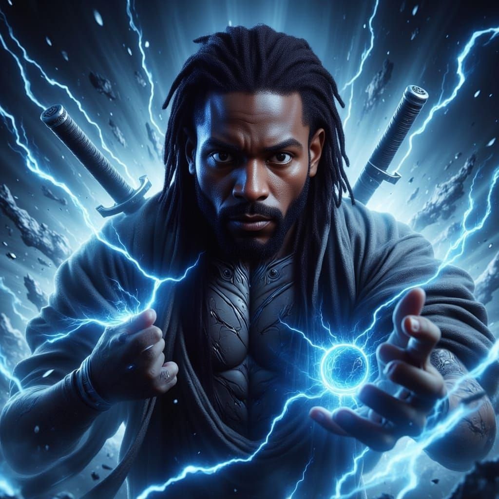 Powerful Naruto Character Surrounded by Electric Energy