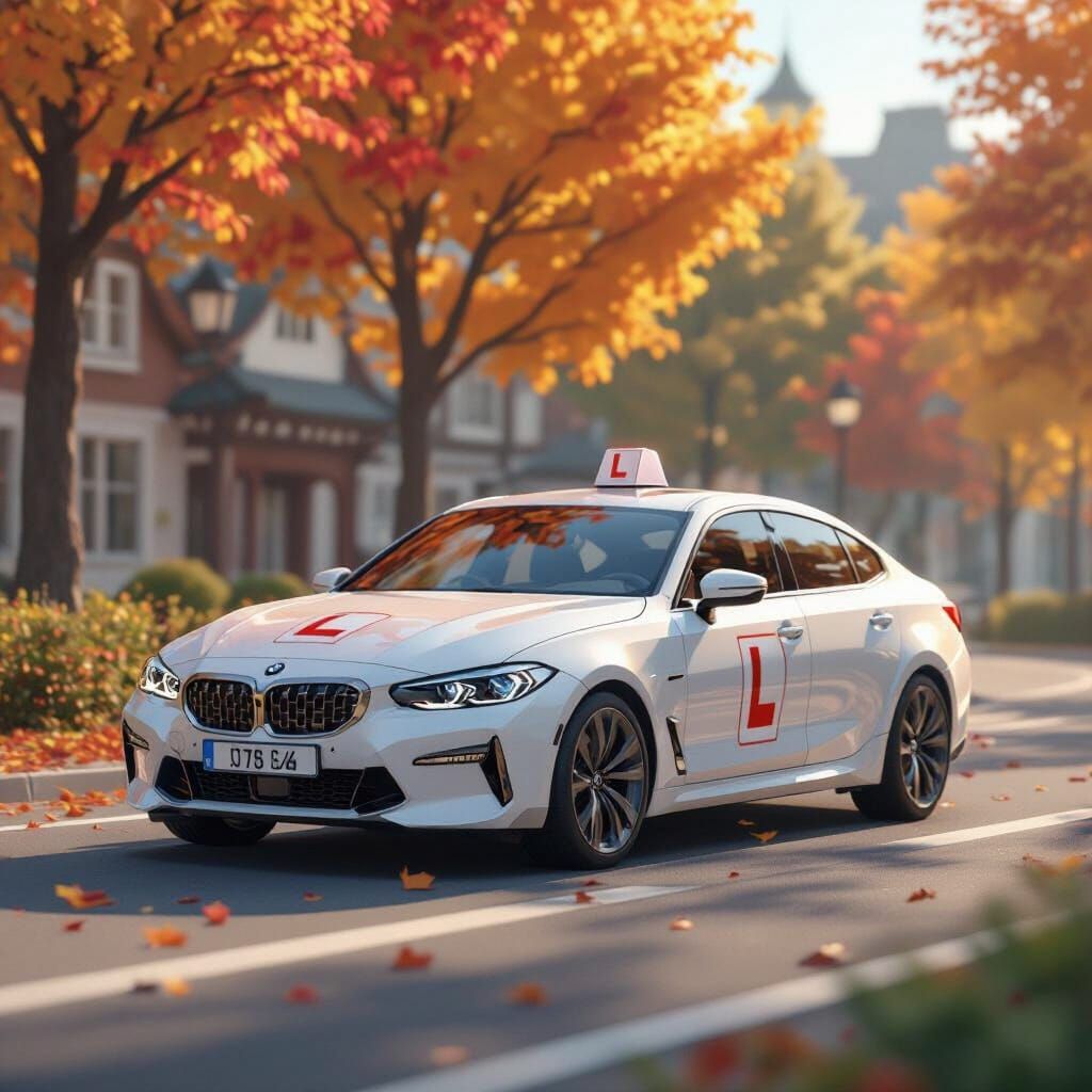 UK Learner Car Driving Safely on Public Road
