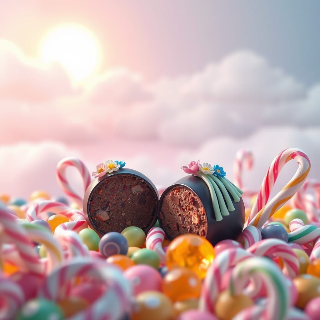 Chocolate Truffles in a Candy Dreamscape