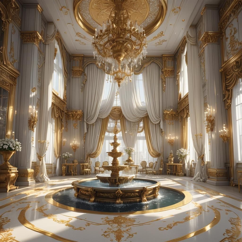 Luxury Castle Hall Interior in 3D Anime Style