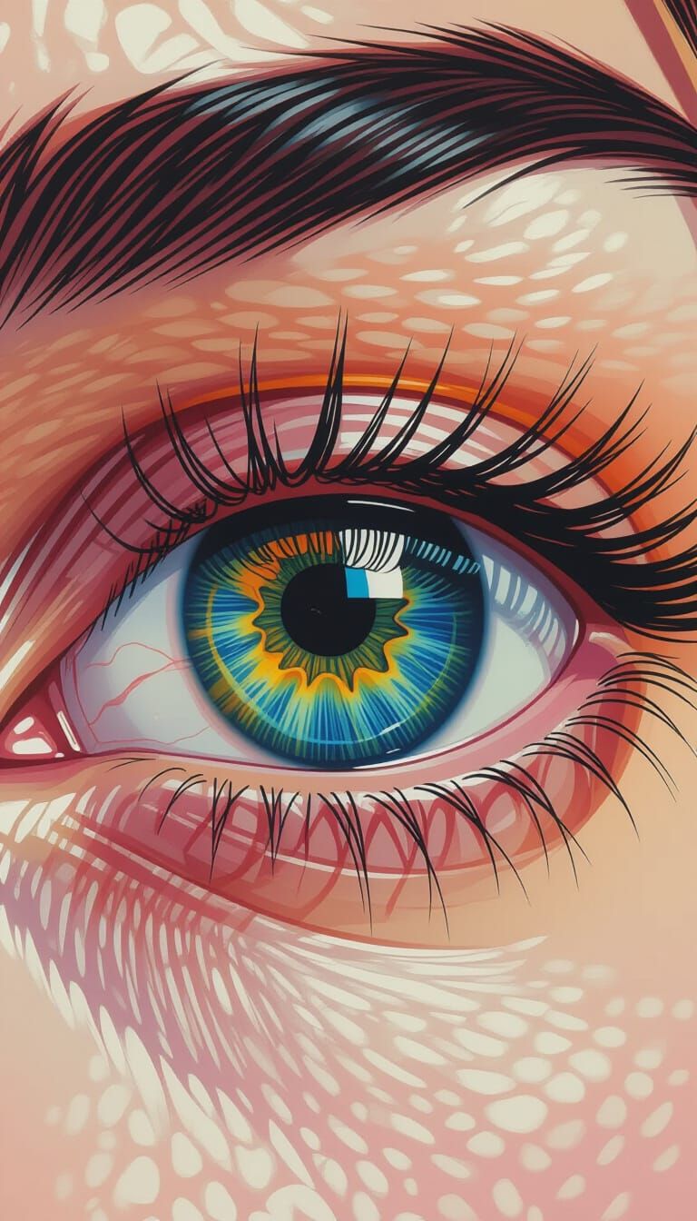 Detailed Human Eye with Vibrant Iris Patterns