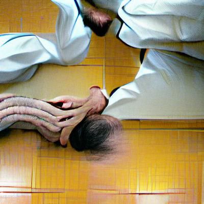 Dynamic Aikido Scene with Neurotic Undertones